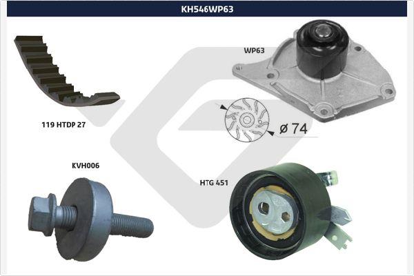 Hutchinson KH 546WP63 - Водяной насос + комплект зубчатого ремня ГРМ unicars.by