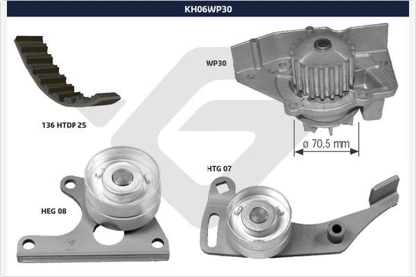 Hutchinson KH 06WP30 - Водяной насос + комплект зубчатого ремня ГРМ unicars.by