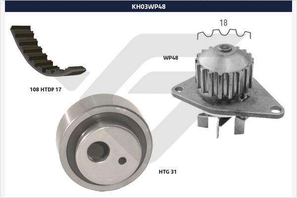 Hutchinson KH 03WP48 - Водяной насос + комплект зубчатого ремня ГРМ unicars.by