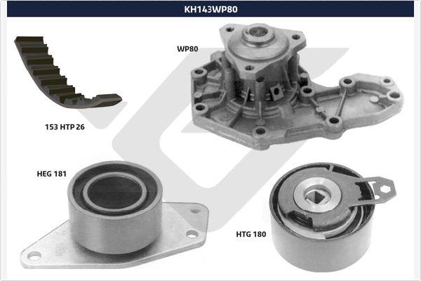 Hutchinson KH 143WP80 - Водяной насос + комплект зубчатого ремня ГРМ unicars.by