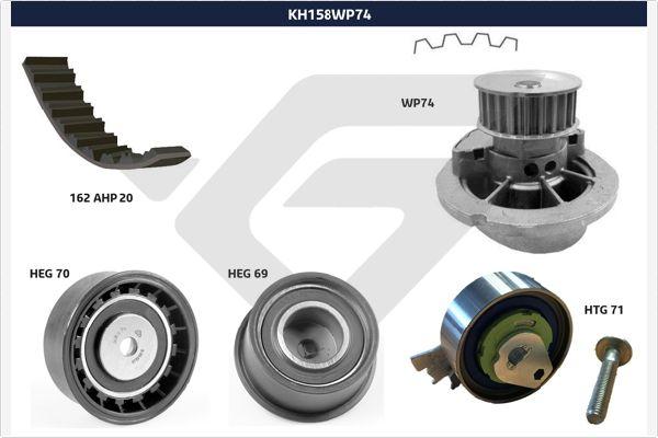 Hutchinson KH 158WP74 - Водяной насос + комплект зубчатого ремня ГРМ unicars.by