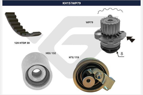 Hutchinson KH 157WP79 - Водяной насос + комплект зубчатого ремня ГРМ unicars.by