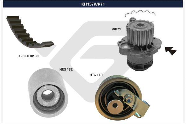 Hutchinson KH 157WP71 - Водяной насос + комплект зубчатого ремня ГРМ unicars.by