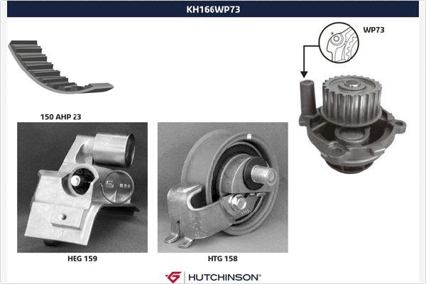 Hutchinson KH 166WP73 - Водяной насос + комплект зубчатого ремня ГРМ unicars.by