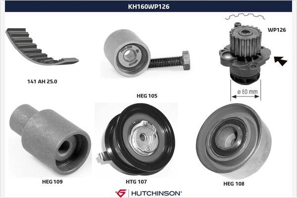 Hutchinson KH 160WP126 - Водяной насос + комплект зубчатого ремня ГРМ unicars.by