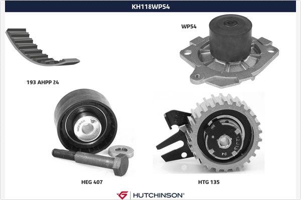 Hutchinson KH 118WP54 - Водяной насос + комплект зубчатого ремня ГРМ unicars.by