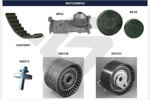 Hutchinson KH 132WP43 - Водяной насос + комплект зубчатого ремня ГРМ unicars.by