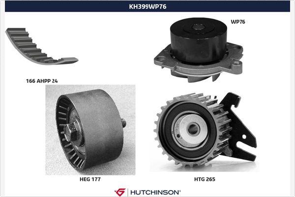 Hutchinson KH 399WP76 - Водяной насос + комплект зубчатого ремня ГРМ unicars.by