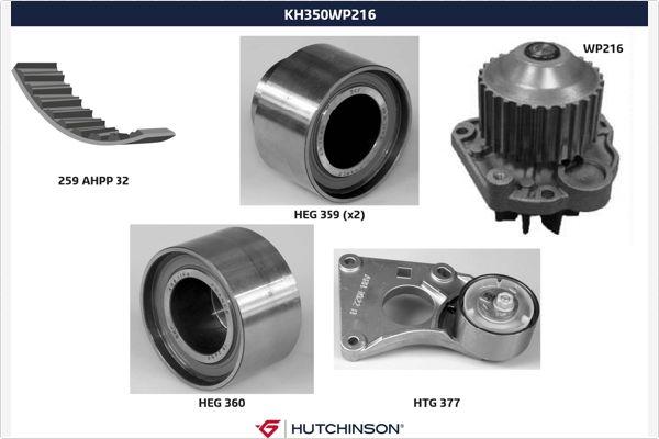 Hutchinson KH 350WP216 - Водяной насос + комплект зубчатого ремня ГРМ unicars.by