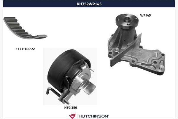 Hutchinson KH 352WP145 - Водяной насос + комплект зубчатого ремня ГРМ unicars.by