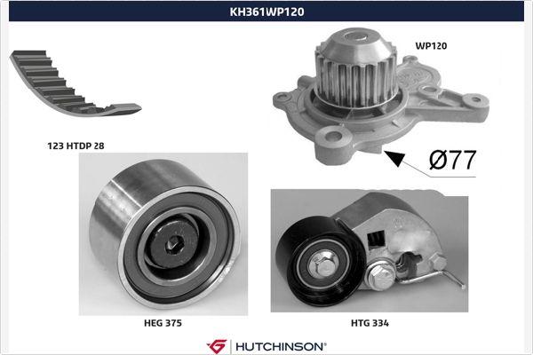 Hutchinson KH 361WP120 - Водяной насос + комплект зубчатого ремня ГРМ unicars.by