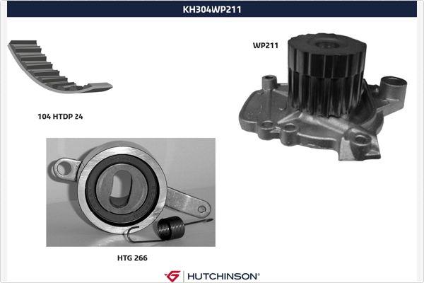 Hutchinson KH 304WP211 - Водяной насос + комплект зубчатого ремня ГРМ unicars.by