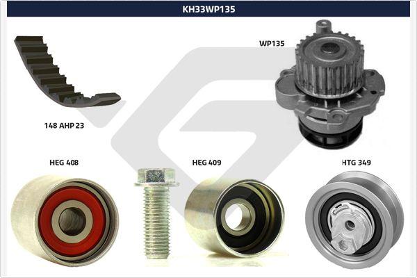 Hutchinson KH 33WP135 - Водяной насос + комплект зубчатого ремня ГРМ unicars.by