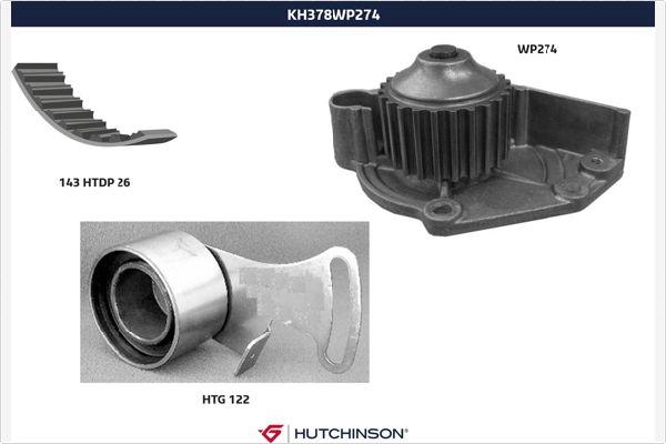 Hutchinson KH 378WP274 - Водяной насос + комплект зубчатого ремня ГРМ unicars.by