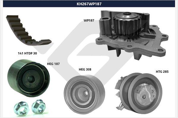 Hutchinson KH 267WP187 - Водяной насос + комплект зубчатого ремня ГРМ unicars.by