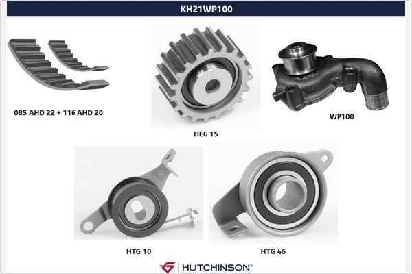 Hutchinson KH 21WP100 - Водяной насос + комплект зубчатого ремня ГРМ unicars.by