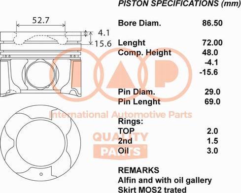 IAP QUALITY PARTS 100-17203 - Поршень unicars.by