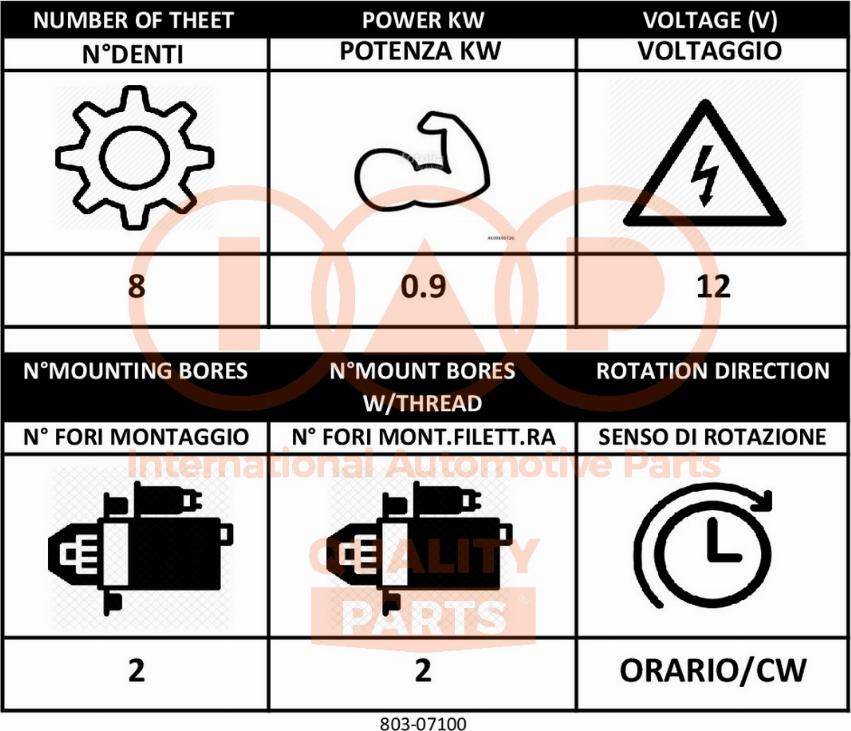 IAP QUALITY PARTS 803-07100 - Стартер unicars.by