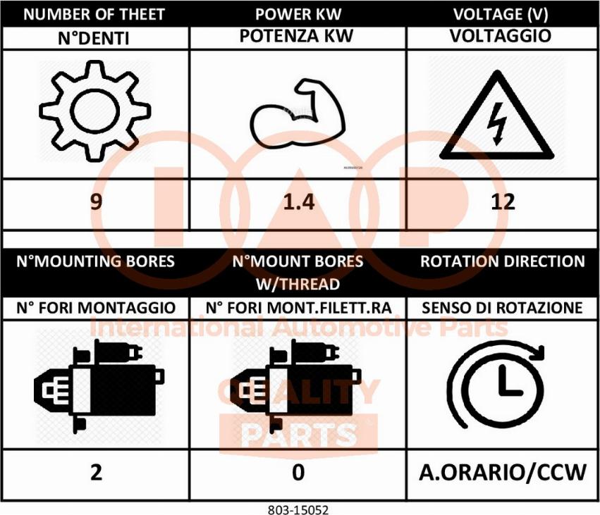 IAP QUALITY PARTS 803-15052 - Стартер unicars.by