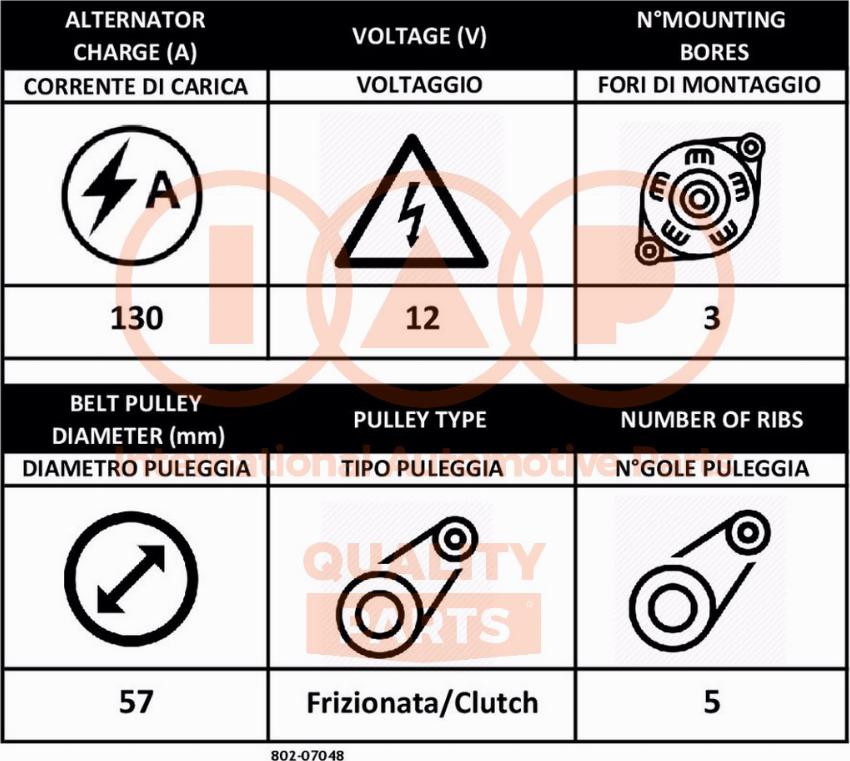 IAP QUALITY PARTS 802-07048 - Генератор unicars.by