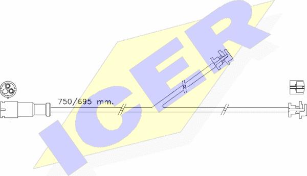 Icer 610435 E C - Сигнализатор, износ тормозных колодок unicars.by