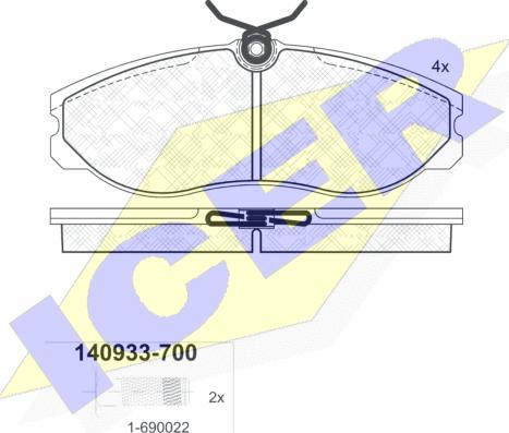 Icer 140933-700 - Тормозные колодки, дисковые, комплект unicars.by