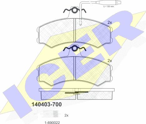 Icer 140403-700 - Тормозные колодки, дисковые, комплект unicars.by