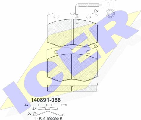 Icer 140891 - Тормозные колодки, дисковые, комплект unicars.by