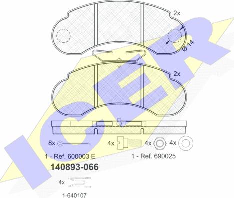 Icer 140893-066 - Тормозные колодки, дисковые, комплект unicars.by