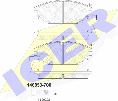 Icer 140853-700 - Тормозные колодки, дисковые, комплект unicars.by