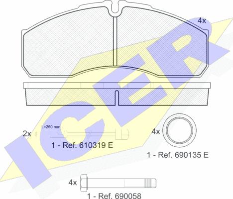 Icer 141499 - Тормозные колодки, дисковые, комплект unicars.by