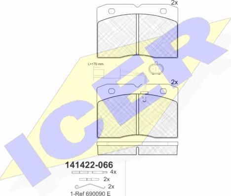 Icer 141422 - Тормозные колодки, дисковые, комплект unicars.by