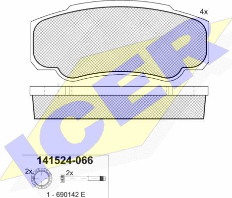 Icer 141524 - Тормозные колодки, дисковые, комплект unicars.by