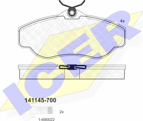 Icer 141145-700 - Тормозные колодки, дисковые, комплект unicars.by