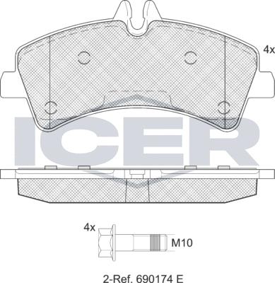 Icer 141849LM - Тормозные колодки, дисковые, комплект unicars.by