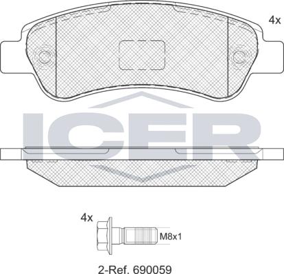 Icer 141804LM - Тормозные колодки, дисковые, комплект unicars.by