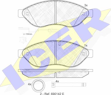 Icer 141803 - Тормозные колодки, дисковые, комплект unicars.by