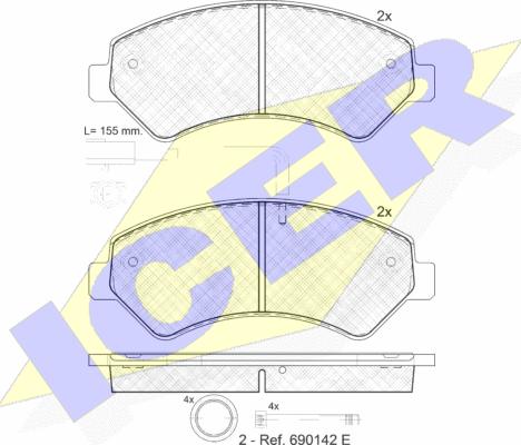 Icer 141836-203 - Тормозные колодки, дисковые, комплект unicars.by