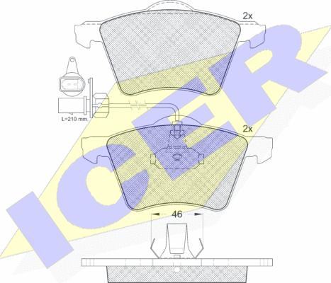 Icer 141350 - Тормозные колодки, дисковые, комплект unicars.by