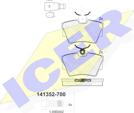 Icer 141352-700 - Тормозные колодки, дисковые, комплект unicars.by