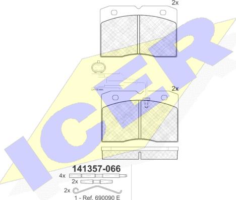 Icer 141357 - Тормозные колодки, дисковые, комплект unicars.by