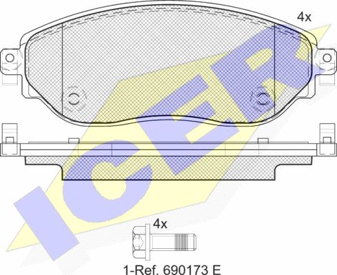 Icer 142219 - Тормозные колодки, дисковые, комплект unicars.by