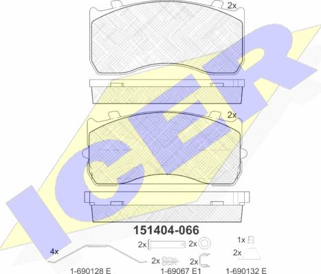 Icer 151404 - Тормозные колодки, дисковые, комплект unicars.by