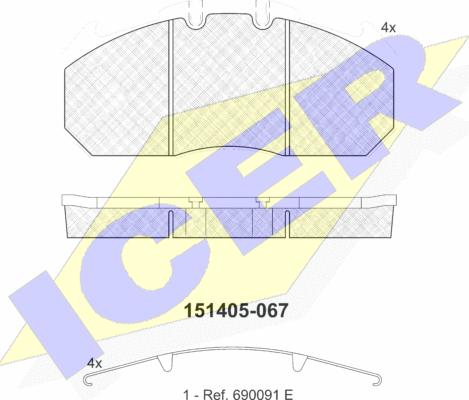 Icer 151405 - Тормозные колодки, дисковые, комплект unicars.by