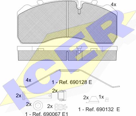 Icer 151254-066 - Тормозные колодки, дисковые, комплект unicars.by