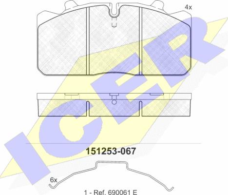 Icer 151253-067 - Тормозные колодки, дисковые, комплект unicars.by