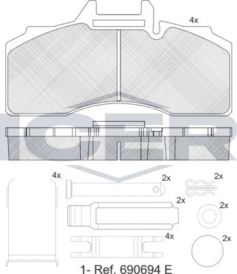 Icer 152046-066 - Тормозные колодки, дисковые, комплект unicars.by