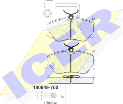 Icer 180949-700 - Тормозные колодки, дисковые, комплект unicars.by