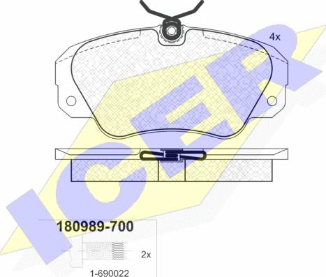 Icer 180989-700 - Тормозные колодки, дисковые, комплект unicars.by