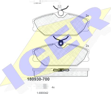 Icer 180930-700 - Тормозные колодки, дисковые, комплект unicars.by